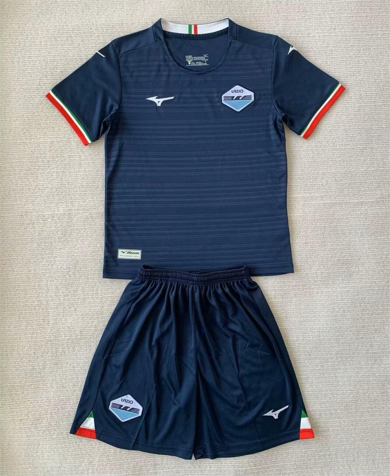 Kids-Lazio 23/24 Away Navy Blue Soccer Jersey